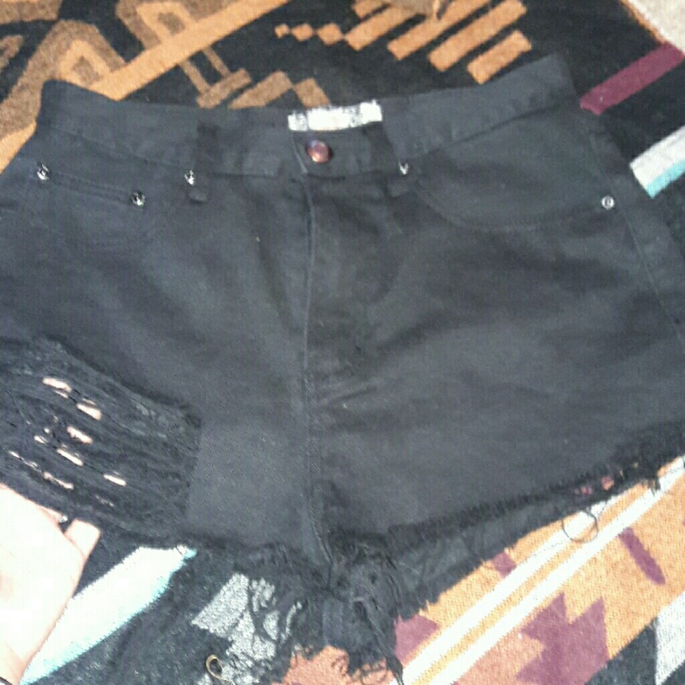 Black high waste shorts